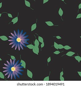 Flowers and leafs seamless ornamental vector pattern.