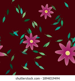Blumen und Blätter nahtlose dekorative Vektormuster.