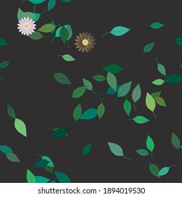 Flowers and leafs seamless ornamental vector pattern.