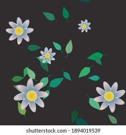 Flowers and leafs seamless ornamental vector pattern.