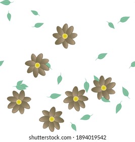 Flowers and leafs seamless ornamental vector pattern.