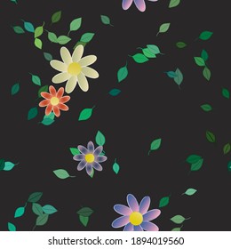 Flores y hojas sin fisuras de vectores ornamentales.
