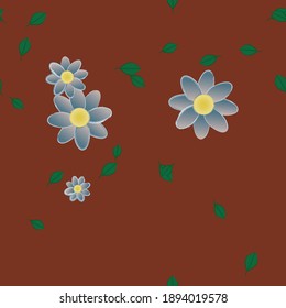 Flowers and leafs seamless ornamental vector pattern.