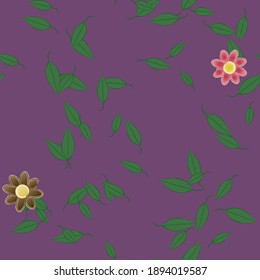 Flowers and leafs seamless ornamental vector pattern.