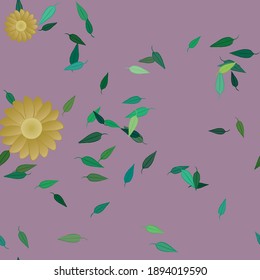 Flowers and leafs seamless ornamental vector pattern.