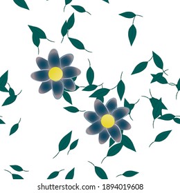 Flowers and leafs seamless ornamental vector pattern.