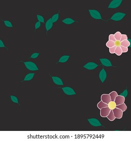 Flowers and leafs seamless ornamental vector pattern.