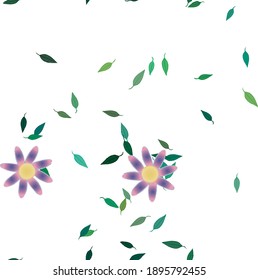 Flowers and leafs seamless ornamental vector pattern.