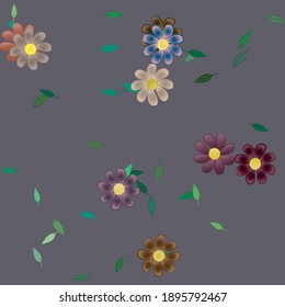 Flowers and leafs seamless ornamental vector pattern.