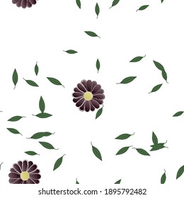 Flowers and leafs seamless ornamental vector pattern.