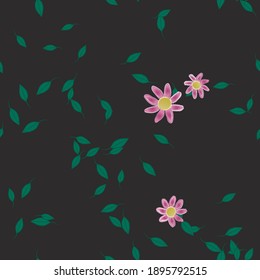 Flowers and leafs seamless ornamental vector pattern.