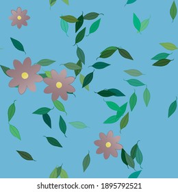 Flowers and leafs seamless ornamental vector pattern.