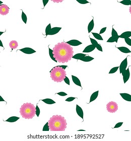 Flowers and leafs seamless ornamental vector pattern.