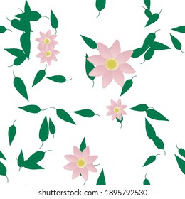 Flowers and leafs seamless ornamental vector pattern.