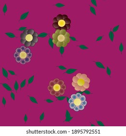 Flowers and leafs seamless ornamental vector pattern.