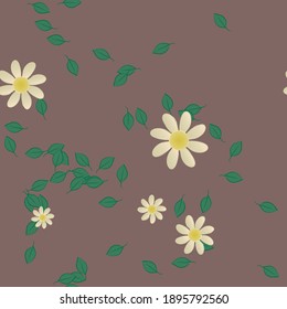 Flowers and leafs seamless ornamental vector pattern.