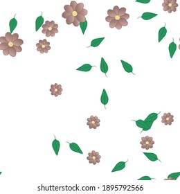 Flowers and leafs seamless ornamental vector pattern.