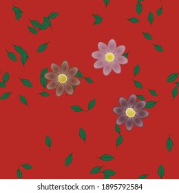 Flowers and leafs seamless ornamental vector pattern.