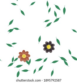 Flowers and leafs seamless ornamental vector pattern.