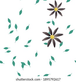 Flowers and leafs seamless ornamental vector pattern.