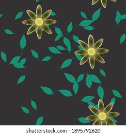 Flowers and leafs seamless ornamental vector pattern.