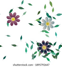 Flowers and leafs seamless ornamental vector pattern.