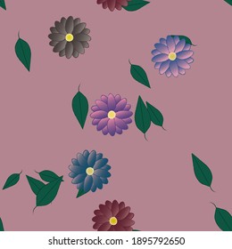 Flowers and leafs seamless ornamental vector pattern.