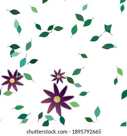 Flowers and leafs seamless ornamental vector pattern.