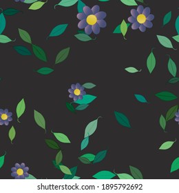 Flowers and leafs seamless ornamental vector pattern.