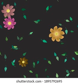 Flowers and leafs seamless ornamental vector pattern.