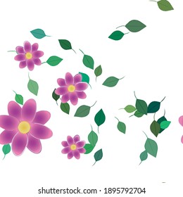 Flowers and leafs seamless ornamental vector pattern.