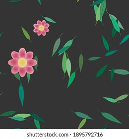 Flowers and leafs seamless ornamental vector pattern.