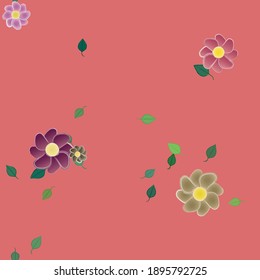 Flowers and leafs seamless ornamental vector pattern.