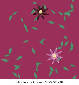 Flowers and leafs seamless ornamental vector pattern.