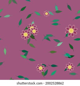 Flowers and leafs seamless ornamental vector pattern.