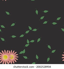 Flowers and leafs seamless ornamental vector pattern.