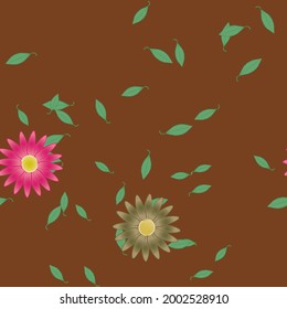 Flowers and leafs seamless ornamental vector pattern.