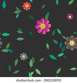 Flowers and leafs seamless ornamental vector pattern.