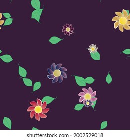 Flowers and leafs seamless ornamental vector pattern.