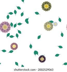 Flowers and leafs seamless ornamental vector pattern.