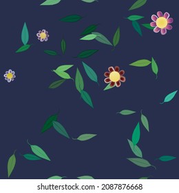 Flowers and leafs seamless ornamental vector pattern
