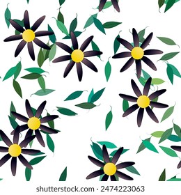 Flores y hojas sin patrón de Vector ornamental.