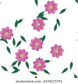 Flowers and leafs seamless ornamental vector pattern.