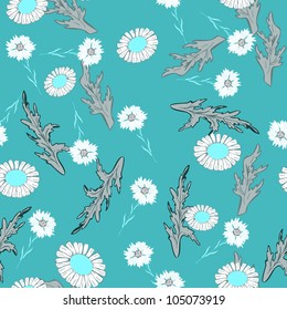 Flowers and leafs - seamless pattern