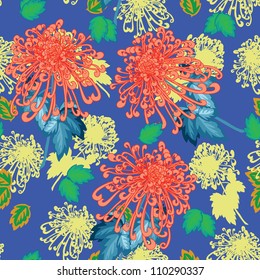 Flowers and leafs - seamless pattern
