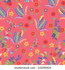 Flowers and leafs - seamless pattern