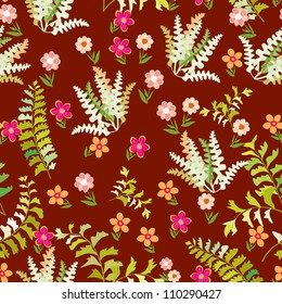 Flowers and leafs - seamless pattern