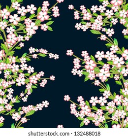 Flowers and leafs - seamless pattern