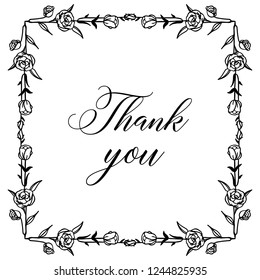 flowers with leafs in vector with thank you text