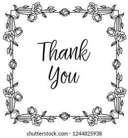 flowers with leafs in vector with thank you text